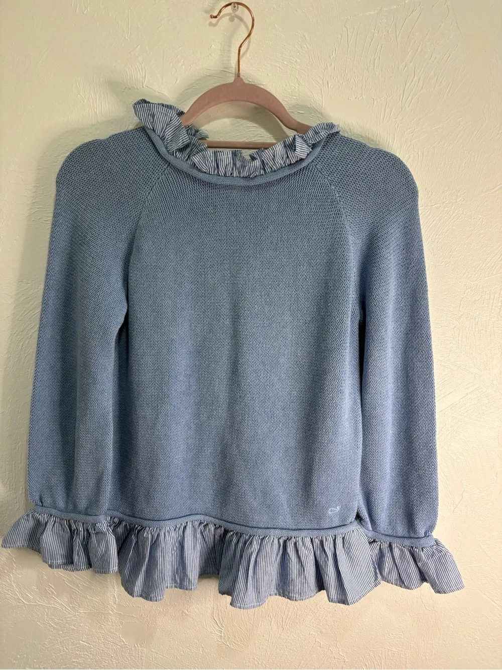 vineyard vines girls rolled edge ruffle sweater